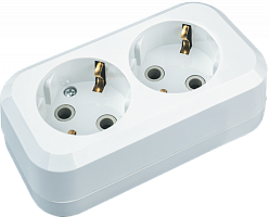 Колодка Navigator 61 582 NCA-BL01-02-E-WH 2гн с заземлением АБС пластик