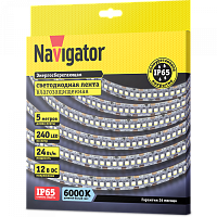 СД Лента Navigator 14 460 NLS-2835CW240-24-IP65-12V (6000К, 24W, 5м)