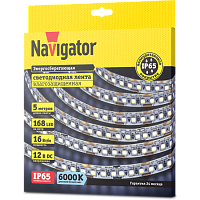 СД Лента Navigator 14 456 NLS-2835CW168-16-IP65-12V (6000К, 16W, 5м)