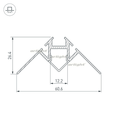 Профиль ARH-DECORE-S12-INT-2000 ANOD внутренний (Arlight, Алюминий)