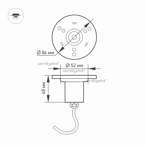 Светильник KT-AQUA-COLOR-R85-9W RGB (SL, 25 deg, 12V) (Arlight, IP68 Металл, 3 года)