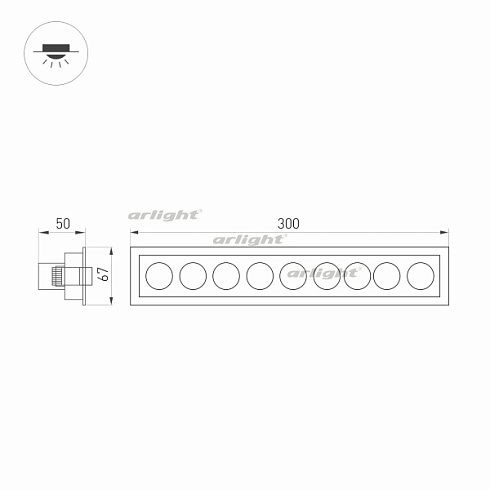 Светильник MS-ORIENT-BUILT-TURN-TC-S67x300-20W Warm3000 (WH-BK, 30 deg, 230V) (Arlight, IP20 Металл, 5 лет)