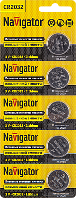 Элемент питания Navigator 94 765 NBT-CR2032-BP5