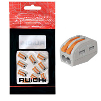 Клемма зажимная соединительная 2-контактная RUICHI 222-412, 24 А, 250 В, PA66, упаковка 10 шт.