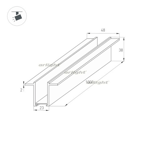 Трек встраиваемый MAG-TRACK-2538-F-1000 (BK) (Arlight, IP20 Металл, 3 года)