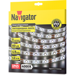 СД Лента Navigator 71 401 NLS-3528W60-4.8-IP65-12V R5 (4000К, 4.8W, 5м) 