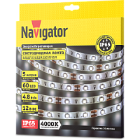 СД Лента Navigator 71 401 NLS-3528W60-4.8-IP65-12V R5 (4000К, 4.8W, 5м) 