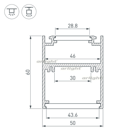 Профиль SL-ARC-5060-LINE-2500 BLACK (Arlight, Алюминий)