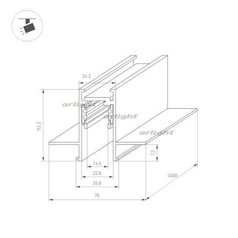Трек встраиваемый MAG-ORIENT-TRACK-2652-FDW-3000 (WH) (Arlight, IP20 Металл, 3 года)