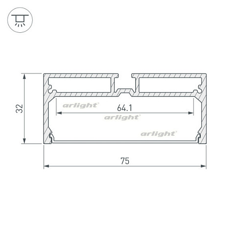 Профиль с экраном SL-LINE-7532-2000 ANOD (Arlight, Алюминий)