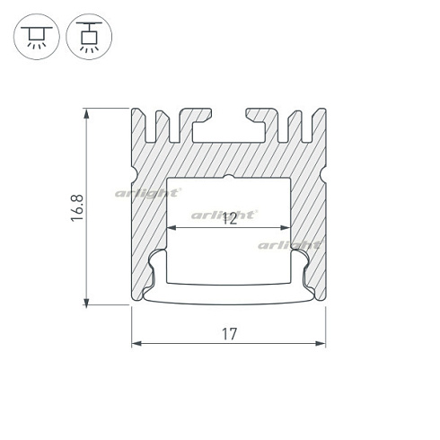 Профиль ARH-LINE-1716-2000 ANOD (Arlight, Алюминий)