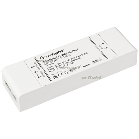 Блок питания ARV-SN24075-TRIAC (24V, 3.125A, 75W) (Arlight, IP20 Пластик, 3 года)