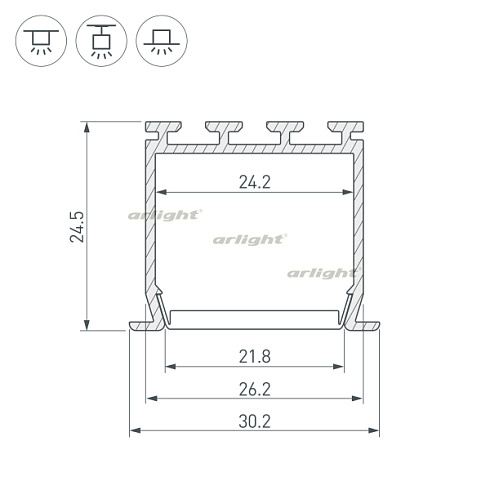 Профиль PLS-LOCK-H25-FS-2000 ANOD (Arlight, Алюминий)