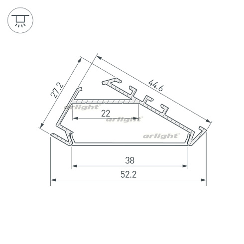 Профиль KLUS-P45.30-2000 ANOD (Arlight, Алюминий)