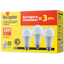 Лампа Navigator 95 321 NLL-A60-15-230-4K-E27-PACK3