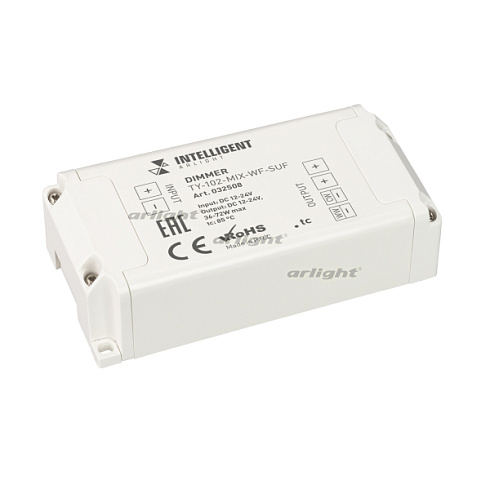 INTELLIGENT ARLIGHT Диммер TY-102-MIX-WF-SUF (12-24V, WI-FI, 433MHz, 2x3A) (IARL, IP20 Пластик, 3 года)