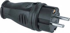 Вилка Navigator 61 368 NCA-PLR02-16A-E-IP44-BL прямая с заземлением каучук черная