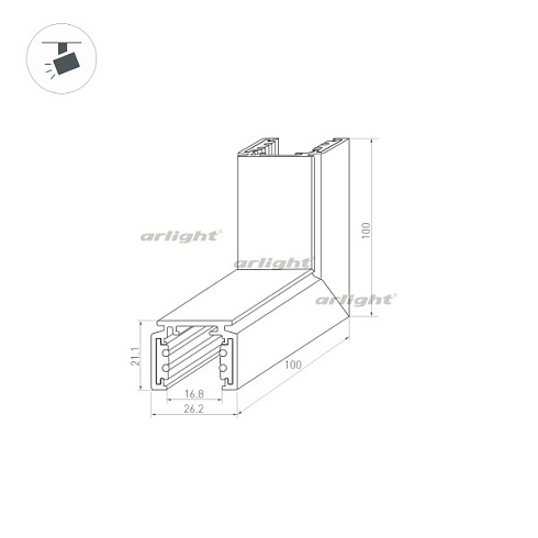 Коннектор угловой MAG-ORIENT-CON-2620-L90-EXT (BK, внешний) (Arlight, IP20 Металл, 3 года)