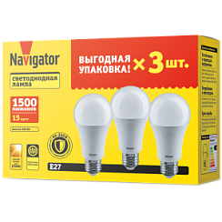 Лампа Navigator 95 320 NLL-A60-15-230-2.7K-E27-PACK3
