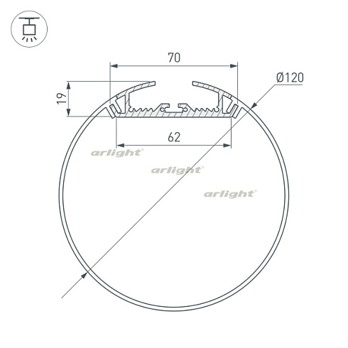 Профиль SL-ROUND-D120-2000 ANOD (Arlight, Алюминий)