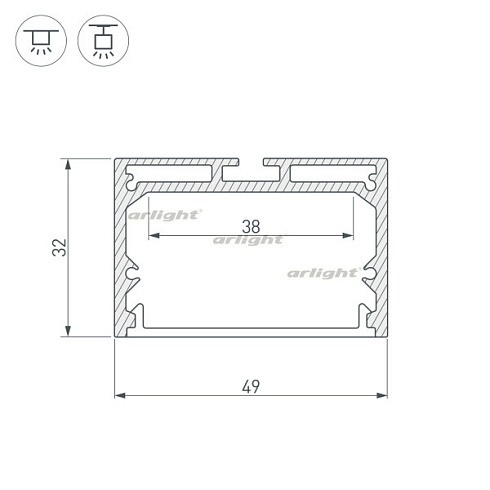 Профиль с экраном SL-LINE-4932-2500 BLACK+OPAL (Arlight, Алюминий)
