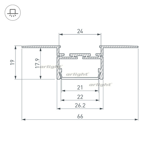 Профиль PLS-LOCK-H19-T-HIDE-2000 (Arlight, Алюминий)