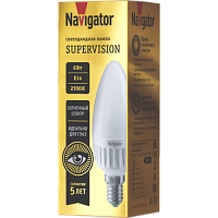 Лампа Navigator 80 545 NLL-C37-6-230-2.7K-E14-FR-SV  CRI ≥97
