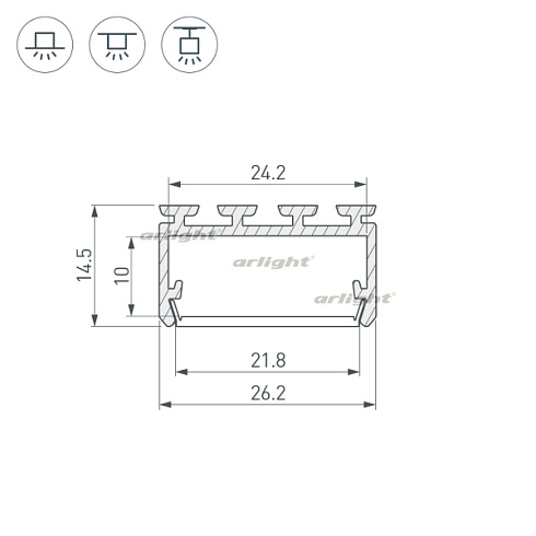 Профиль PLS-LOCK-H15-2000 ANOD (Arlight, Алюминий)