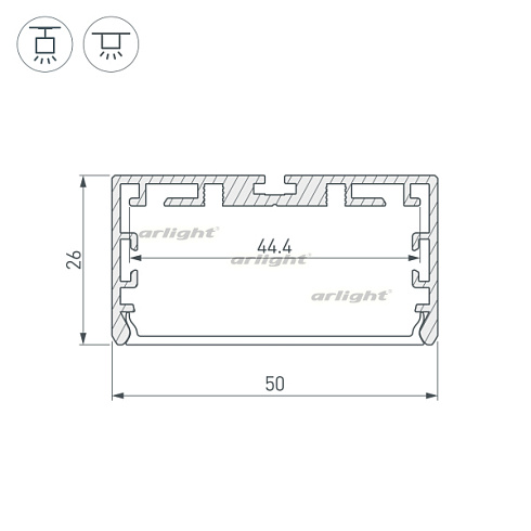 Профиль PLS-LOCK-W50-SMT-2000 ANOD (Arlight, Алюминий)