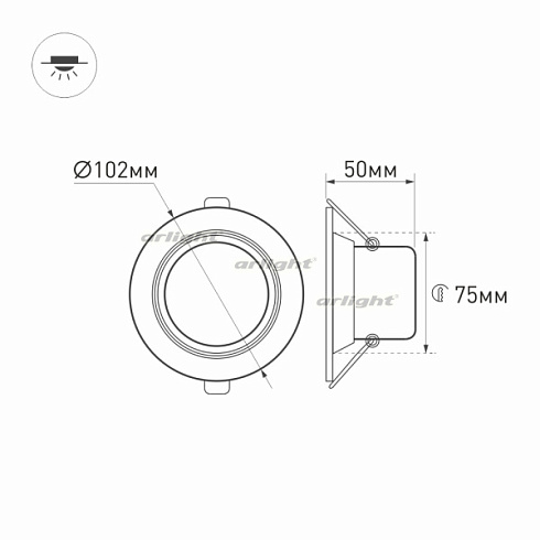 Светодиодный светильник LTD-70WH 5W Warm White 120deg (Arlight, IP40 Металл, 3 года)