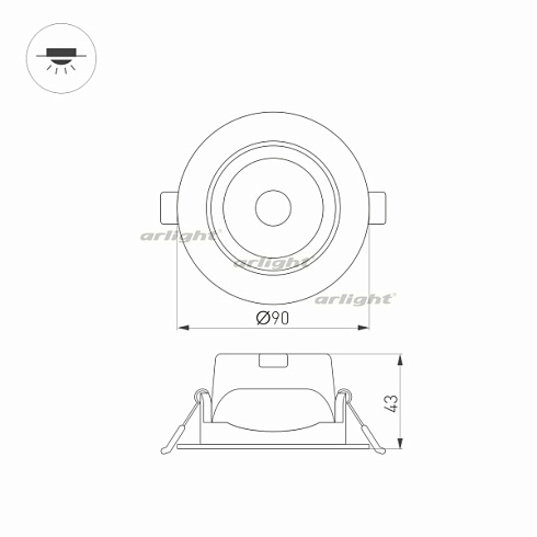 Светильник LTD-POLAR-TURN-R90-7W Warm3000 (WH, 36 deg, 230V) (Arlight, IP20 Пластик, 3 года)