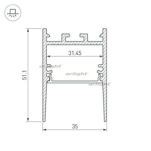 Профиль SL-COMFORT-3551-2000 ANOD BLACK (Arlight, Алюминий)