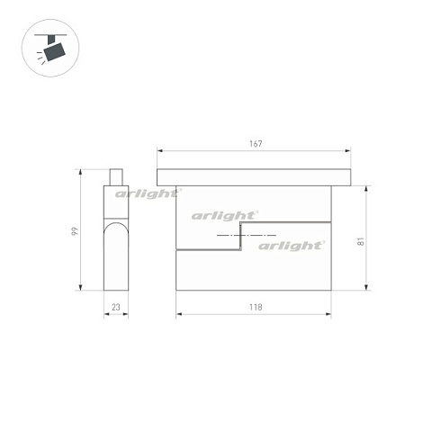 Светильник MAG-ORIENT-FLAT-FOLD-S195-6W Warm3000 (BK, 80 deg, 48V) (Arlight, IP20 Металл, 3 года)