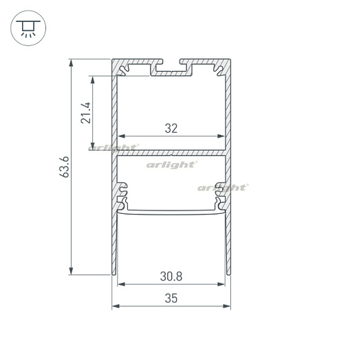 Профиль SL-COMFORT-3563-2000 ANOD (Arlight, Алюминий)